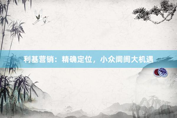 利基营销：精确定位，小众阛阓大机遇